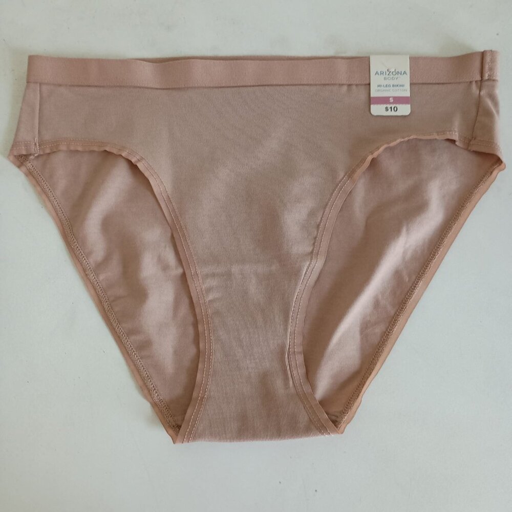 NWT Arizona organic cotton hi-leg bikini panties tan size S